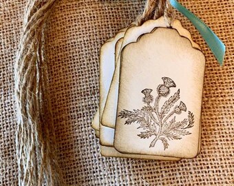 Outlander Thistle Hang Tags - (8)  Scottish party Jamie Fraser Tag - Tags - Rustic - Kilt label tags - Scotland