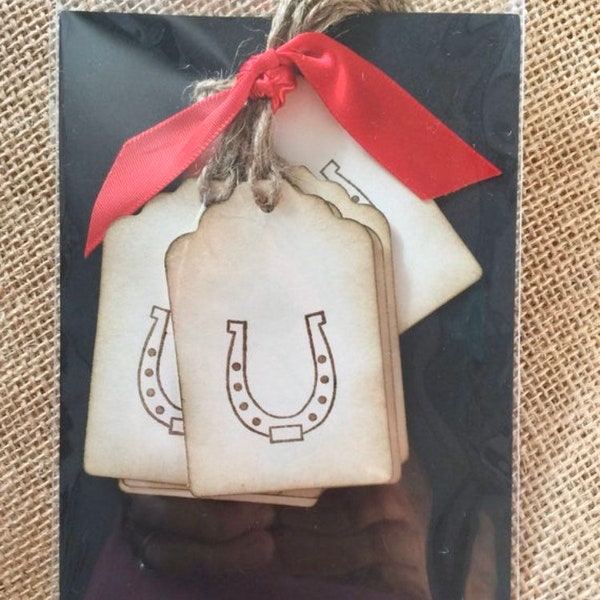 Horse shoe Cowboy horseshoe Vintage Hang Tags - (8) tag - Old fashioned  - Rustic - homemade  tags - Western Party rodeo ranch cabin decor