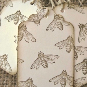 Honey Bee Hang Tags - (8) Bee tags  - Honey Bee - Honey Bee Tag - Bee Tags - Rustic - Honey jar label tags - honey business products