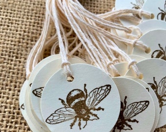 Bee Tags 30 vintage Bee tags  - Honey Bee - Honey jar Tags - Bee Tags - Rustic bee tags honey soap tags