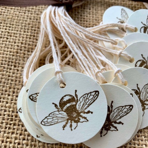 Bee Tags 30 vintage Bee tags  - Honey Bee - Honey jar Tags - Bee Tags - Rustic bee tags honey soap tags