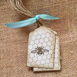 Étiquettes volantes vintage ruche - (8) étiquettes abeilles - abeille - étiquette abeille - étiquettes abeille - rustique - étiquettes d'étiquettes de pot de miel - produits d'entreprise de miel