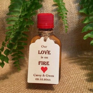 Our Love is on Fire (15) fireball shot tags drink Favor Tags - Wedding favor tag - Wedding tags favor tags wedding custom tags shot labels
