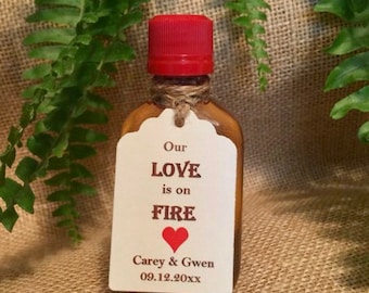 Our Love is on Fire (15) fireball shot tags drink Favor Tags - Wedding favor tag - Wedding tags favor tags wedding custom tags shot labels