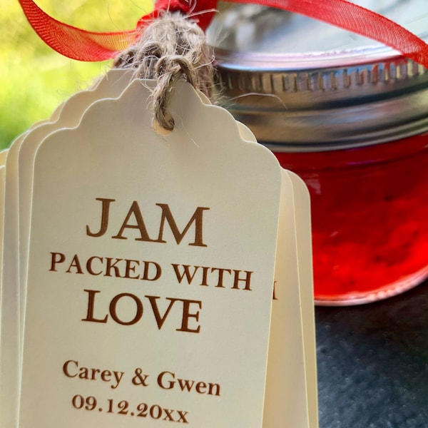 Custom Wedding (15) Tags - Jam Packed With Love Wedding favor tag party favor tags wedding personalized tags jam jelly labels