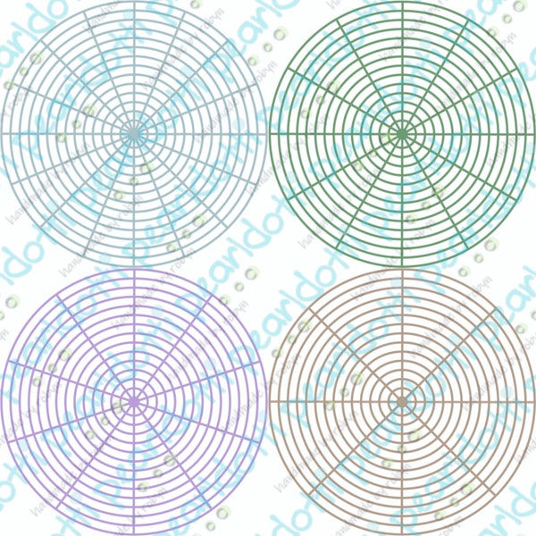 PNG, SVG and Procreate Brush set of 6 Concentric Circles with various sectors
