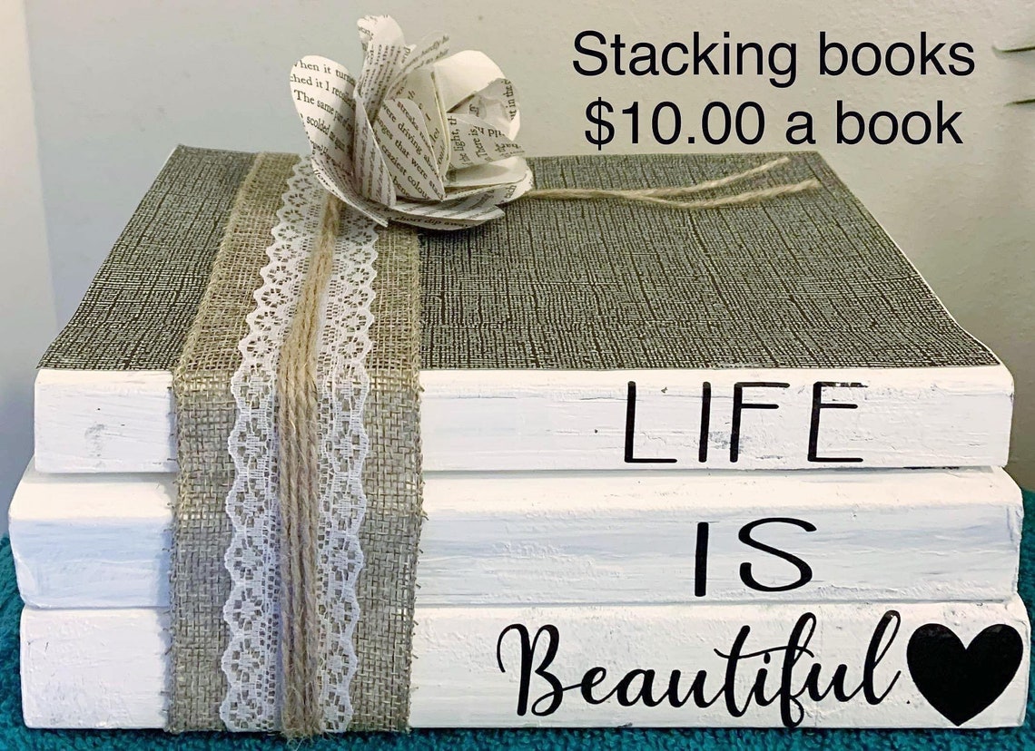 Stacking Books Book Bundles Home Decor Personalized Name Etsy