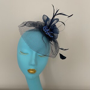 Vintage Blue Fascinator Hat Vintage 1960s Blue Floral Fascinator Hat, Aqua Mesh Veil | eBay main image 2