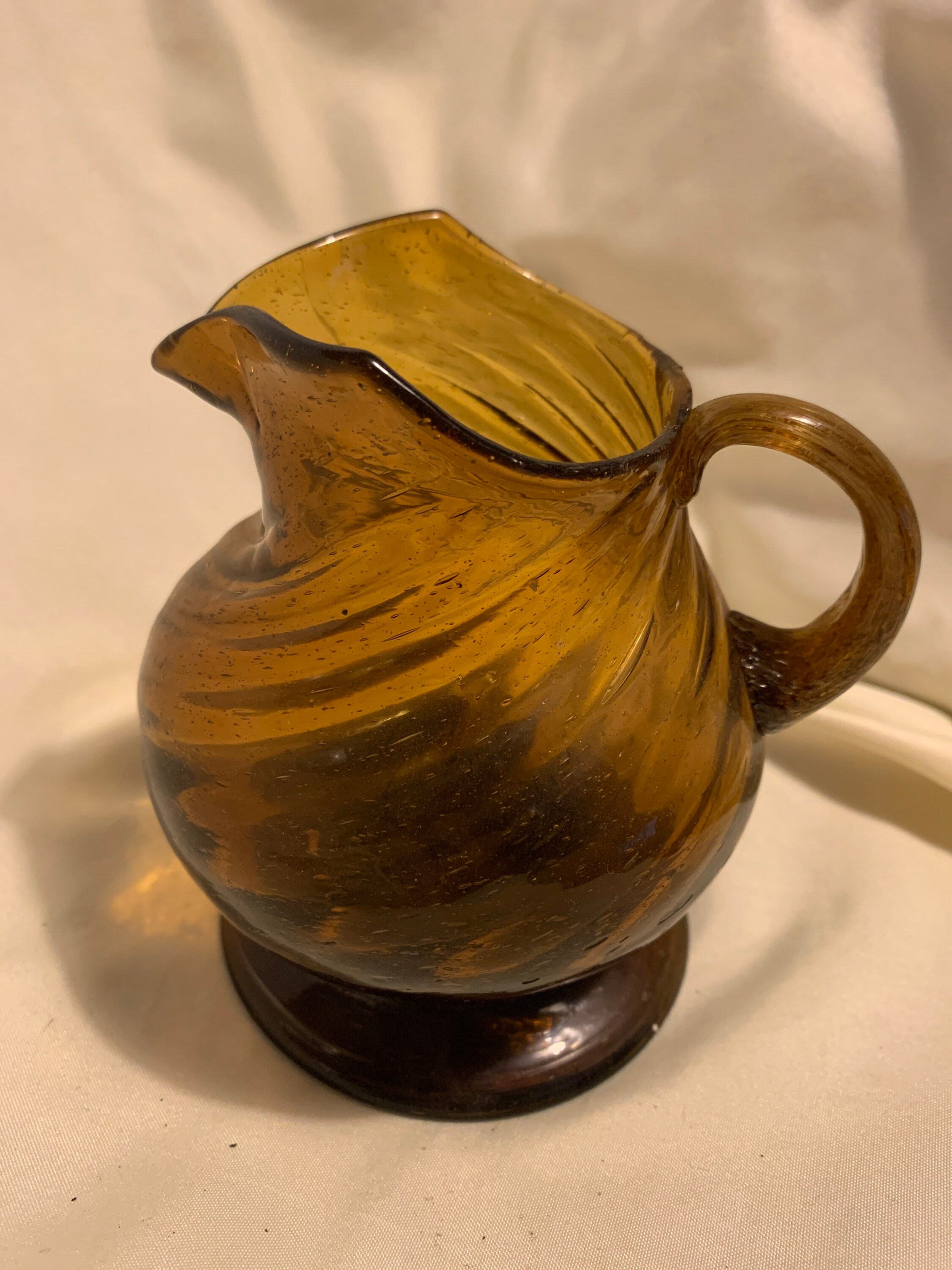 Two Small Pitchers Small Swirled Glass Creamer Pitcher in Etsy UK