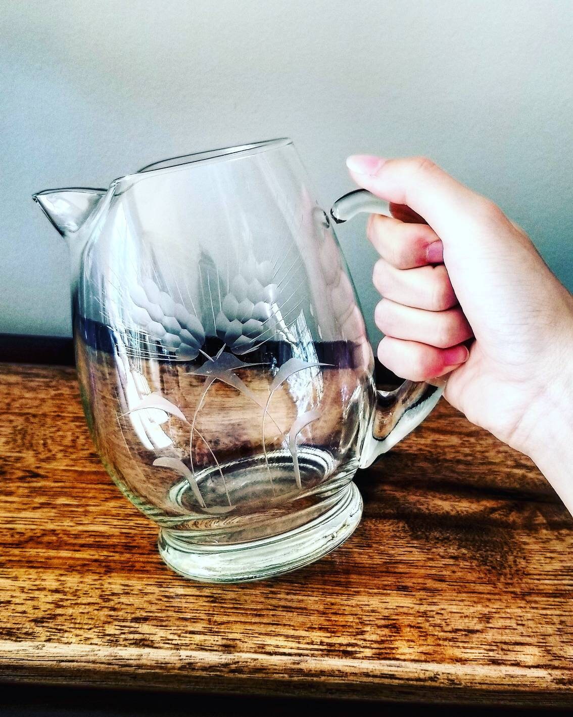 Wheat Harvest Etched Glass Pitcher Water Pitcher Juice Etsy