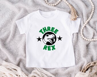 Maglietta di compleanno con i tre dinosauri Rex: 3° compleanno per bambini
