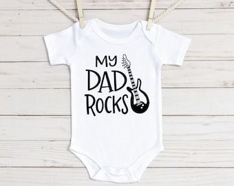 My Dad Rocks Baby Bodysuit Fashion Onesie Long Sleeve Outfits Shower Gift