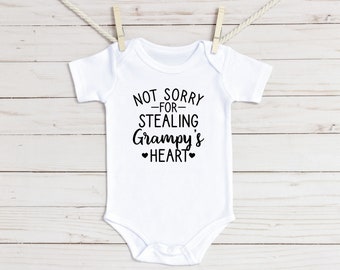 Not Sorry For Stealing Grampy's Heart Baby Onesie®, Grandpa Baby Onesie®, Grampy Baby Onesie®, Grandfather Baby Onesie®, Best Papa Ever
