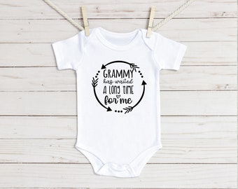 Grammy Has Waited A Long Time For Me Onesie®, Grammy Baby Onesie® Grandma Onesie®, Baby Announcement, Baby Girl Onesie® Baby Boy Onesie®