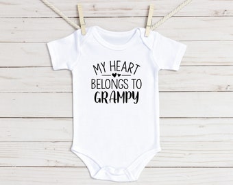 My Heart Belongs to Grampy Baby Onesie, Grandparent Gift