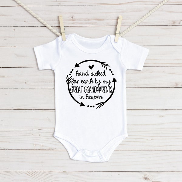 Handpicked for Earth by my Great Grandparents in Heaven Onesie®, Handpicked For Earth Onesie®, Guardian Angel Onesie® Grandparents in Heaven