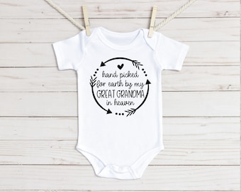 Grandma in Heaven Onesie - Handpicked for Earth Baby Bodysuit