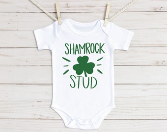 Shamrock Stud St. Patrick's Baby Onesie®, First St Patricks Outfit, St. Pattys Baby Onesie®, 1st St Patricks Day, Baby Gift, Clover Shirt