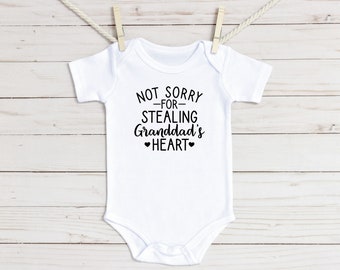 Not Sorry For Stealing Granddad's Heart Baby Onesie®, Grandpa Baby Onesie®, Papa Gift, Baby Shower Gift, Cute Baby Outfit, Toddler Shirt