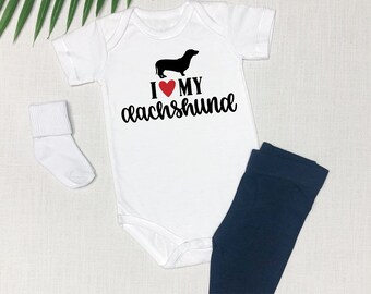 Uwielbiam mój dziecięcy kombinezon Dachshund Baby Onesie®