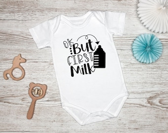 Ok But First Milk Baby Onesie®