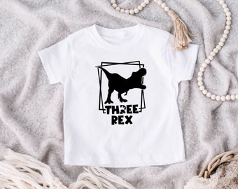 Maglietta per il compleanno dei bambini con i tre dinosauri Rex, maglietta per il compleanno dei dinosauri, maglietta per il terzo compleanno, maglietta per il compleanno dei bambini con i dinosauri, compleanno dei bambini