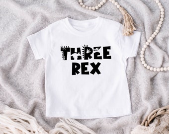 Maglietta di compleanno con i tre dinosauri Rex: 3° compleanno per bambini