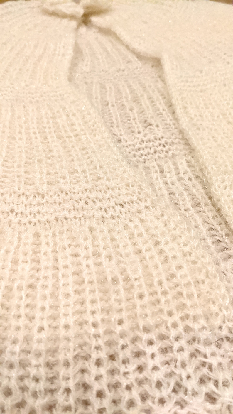 one size Knitted thick champagne white poncho cape
