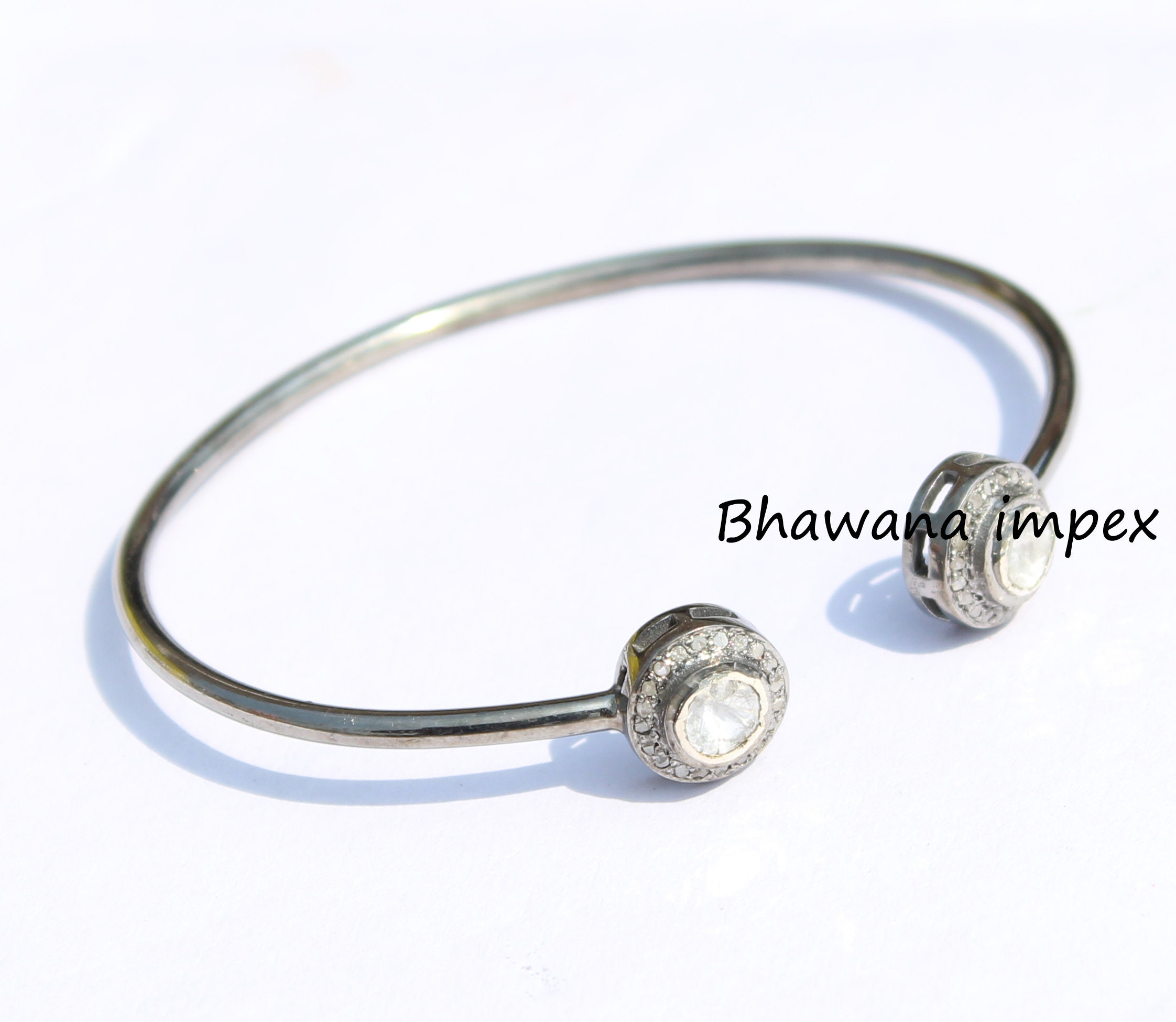 Details about Bracelet Natural Rose Cut Diamond Polki Bracelet Handmade Silver Cuff Jewelry Details about Bracelet Natural Rose Cut Diamond Polki Bracelet Handmade Silver Cuff Jewelry