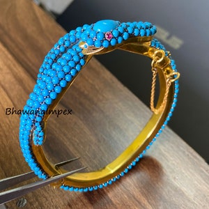 Women Stylish Snake Bangle Turquoise & Ruby Eyes Snake Bangle Jewelry Solid 925 Sterling Silver Wedding And Anniversary Gifts Jewelry