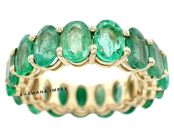 Natural Emerald Sterling Silver Ring: Victorian Engagement Jewelry