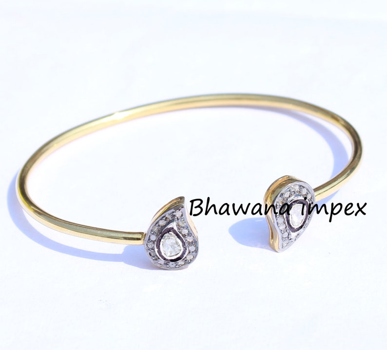 Details about Bracelet Natural Rose Cut Diamond Polki Bracelet Handmade Silver Cuff Jewelry Details about Bracelet Natural Rose Cut Diamond Polki Bracelet Handmade Silver Cuff Jewelry