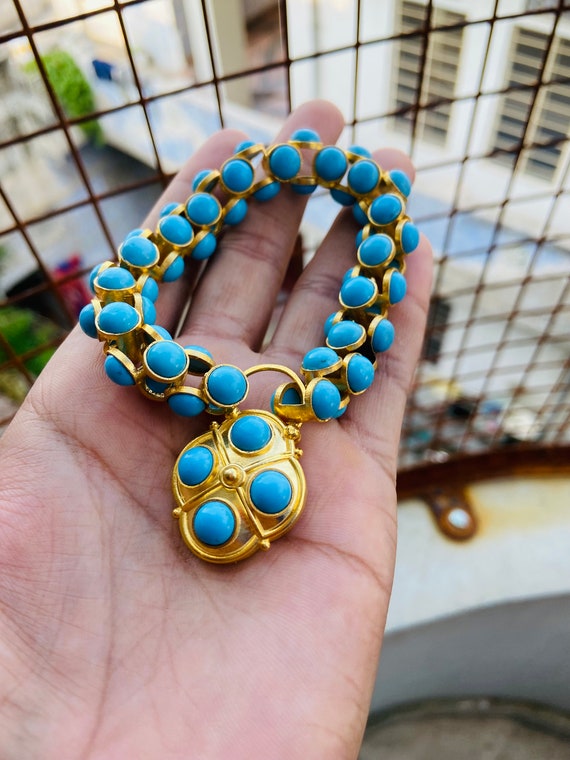 Turquoise Bracelet: Sterling Silver Victorian Style Jewelry