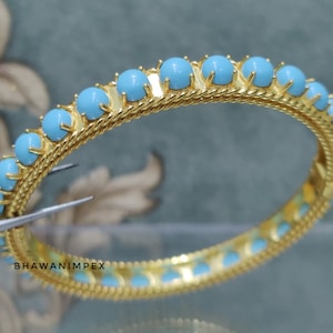 Sterling Silver And Turquoise Bangle Bracelet Jewelry Solid 925 Sterling Silver Jewelry Victorian Women&#39;s Stylish Wedding Jewelry