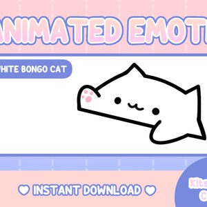 ANIMATED White Bongo Cat Emote | Twitch YouTube Discord | Emotes Stream Graphics