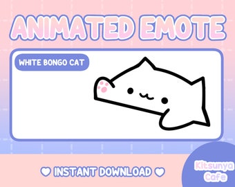 ANIMATED White Bongo Cat Emote | Twitch YouTube Discord | Emotes Stream Graphics