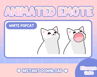 ANIMADO White Pop Cat Emote / Twitch YouTube Discord / Emotes Stream Graphics