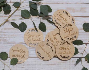 Wooden Baby Milestone Circles Red Cedar Wood Baby Milestones Baby Photo Prop Baby Shower Gift Milestone Photo Prop