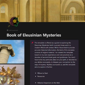 Notion Template for Witchcraft, Tarot Journaling, and Guide to the Eleusinian Mysteries with Hekate: Witchy Aesthetic, Perfect for Yule Gift