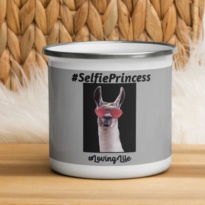 Caneca esmaltada_&quot;Princesa Selfie&quot; Ótimo presente para adolescente ou postagem nas redes sociais