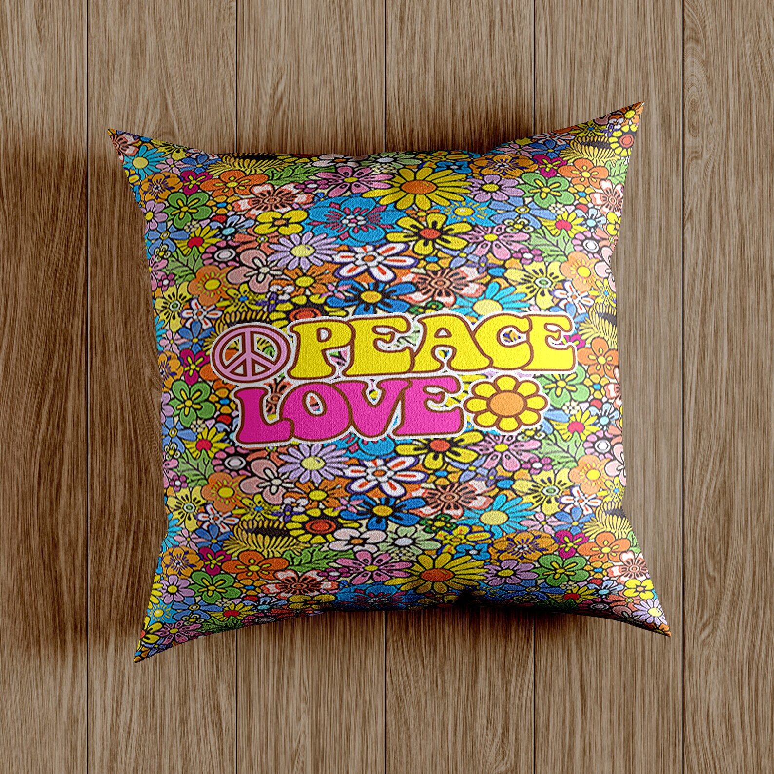 Peace and Love Pillow Peace Sign Pillow Hippie Cushion Etsy