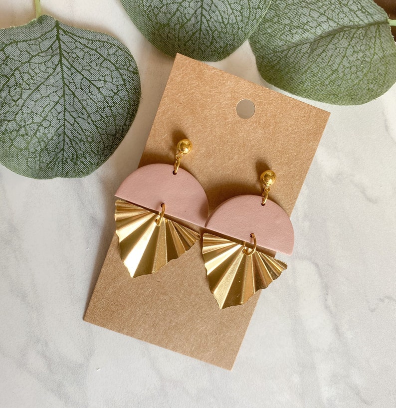 Half Circle Dangles Polymer Clay Earrings
