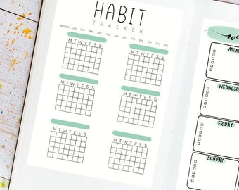 Habit tracker planner stickers, Bujo stickers, planner stickers, bullet journal stickers, tracker sticker