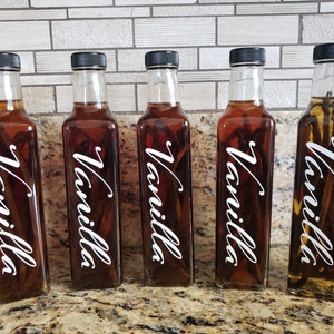 Custom Vinyl stickers: Vanilla Extract bottle, Water bottle, Calligraphy, Bridesmaids, Name, Labels, Birthday Personalized gift, Storage
