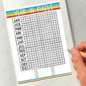 Year in Pixels  Sticker, Bujo stickers, Planner stickers, Bullet journaling stickers, planner sticker sheet, kawaii stickers
