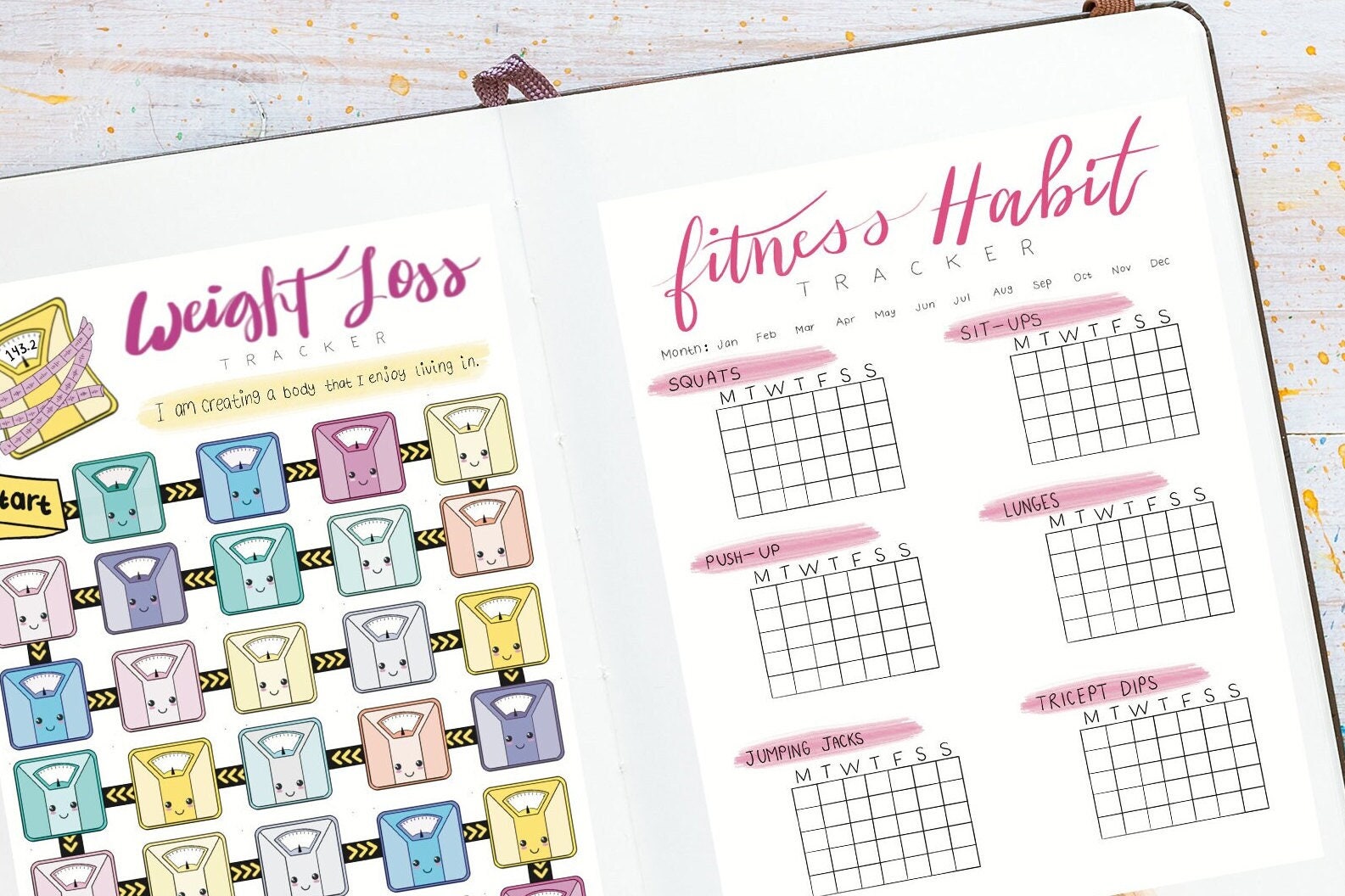 Fitness Habit Tracker Planner Stickers, Bujo Stickers, Planner Stickers ...