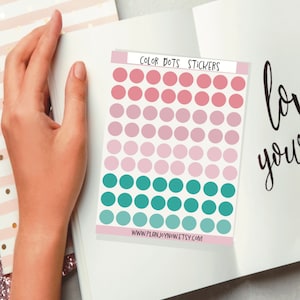 Color Dots Sticker, Bujo stickers, Planner stickers, Bullet journaling stickers, planner sticker sheet, kawaii stickers