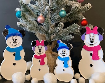 Christmas Snowman Mickey and Minnie Inspired Decoration | Winter snowman Mickey Inspired Holiday Decor | Disney Christmas Decor