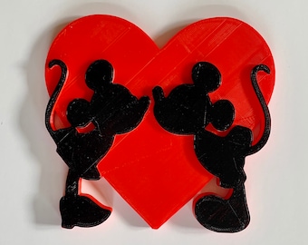 Kissing Mickey and Minnie Heart Valentine's Day Decoration Disney Inspired