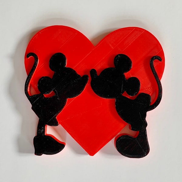 Kissing Mickey and Minnie Heart Valentine's Day Decoration Disney Inspired